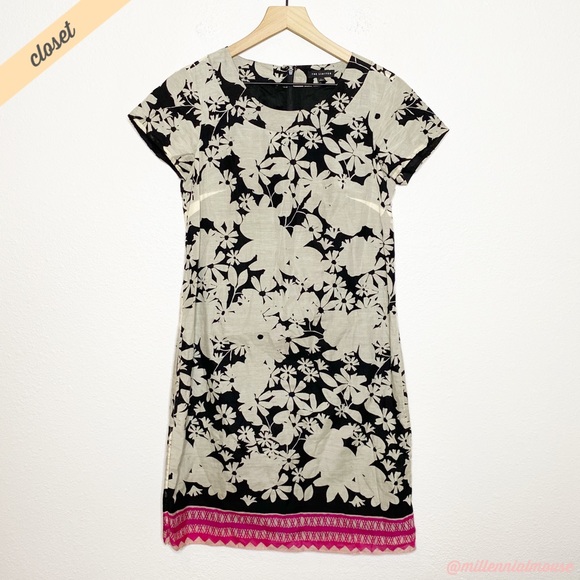 [The Limited] Tan Black Floral Print Sheath Dress - Picture 1 of 8